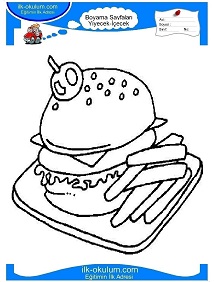 Çocuklar İçin Hamburger Boyama Sayfaları 